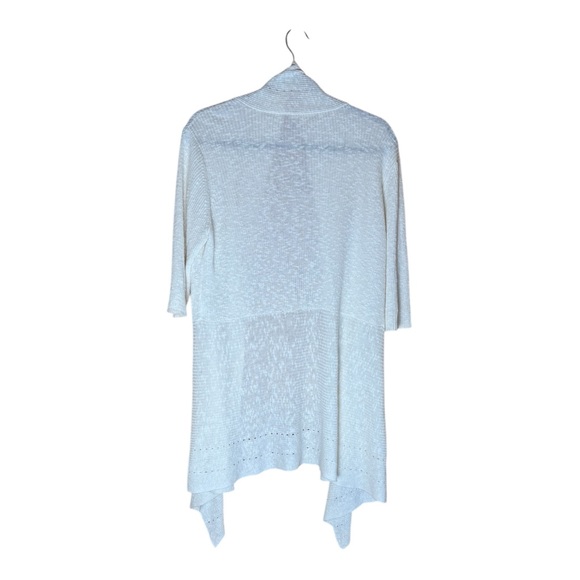 EILEEN FISHER Lightweight Linen Blend Cream Long Open Cardigan Duster Sweater L - Picture 3 of 11
